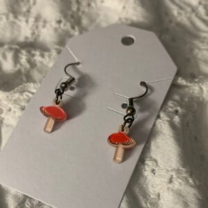 Cute Mushroom Earrings - Red and Pink